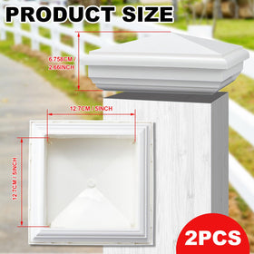 Sasylvia white PVC 5x5 post cap with pyramid design enhances curb appeal.