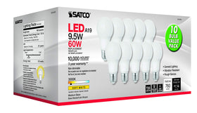 Satco S11410 10-pack box highlights energy-efficient design.