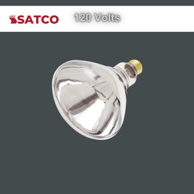Satco S4999 clear glass heat lamp bulb emphasizes durable construction
