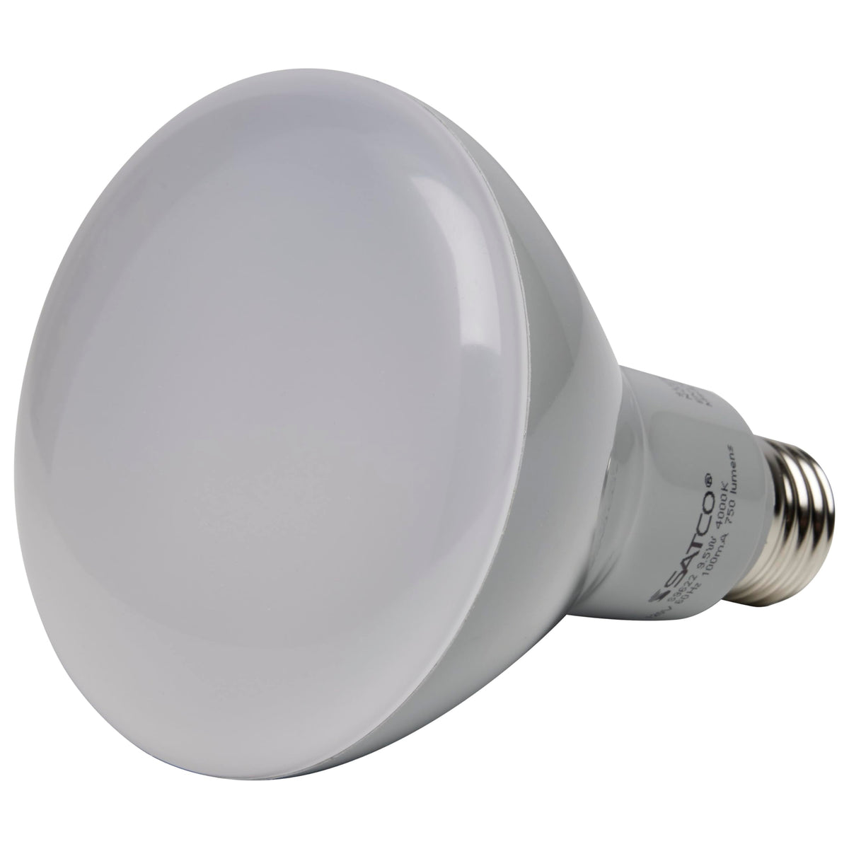 Satco S9621 dimmable BR30 LED bulb demonstrating adjustable brightness