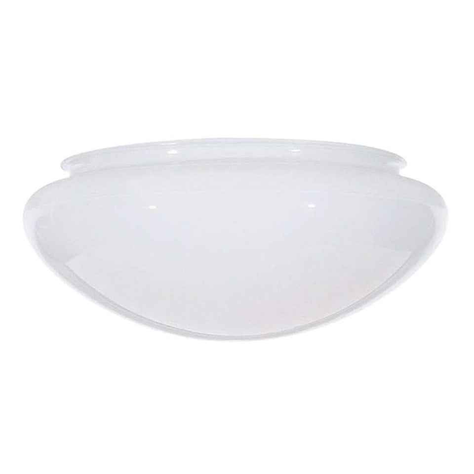 Satco white mushroom glass shade, 7.5-inch profile, complements classic fixtures with soft, diffuse light.