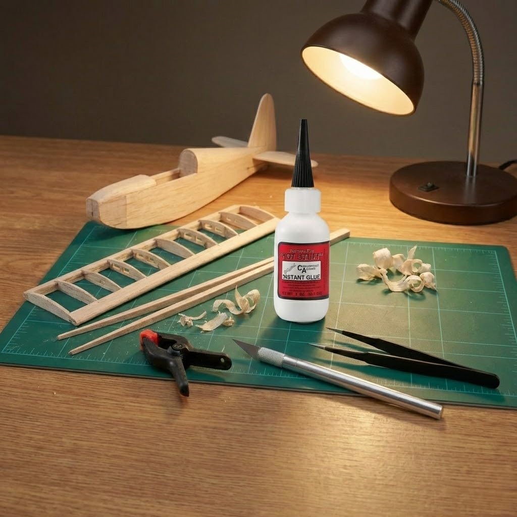 Satellite City Hot Stuff Thin CA Glue applied to wood cracks for stabilization