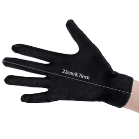 SATINIOR cotton glove worn on hand for delicate jewelry and art handling.