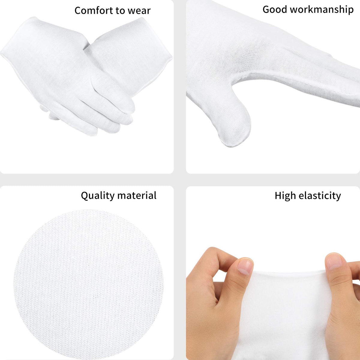 SATINIOR white XL cotton gloves washable for long-term reuse