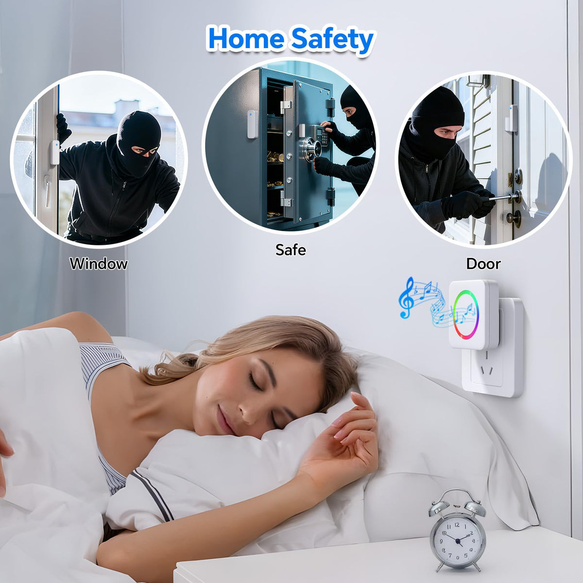 Satisure door chime offers 58 chimes for versatile door alerts.