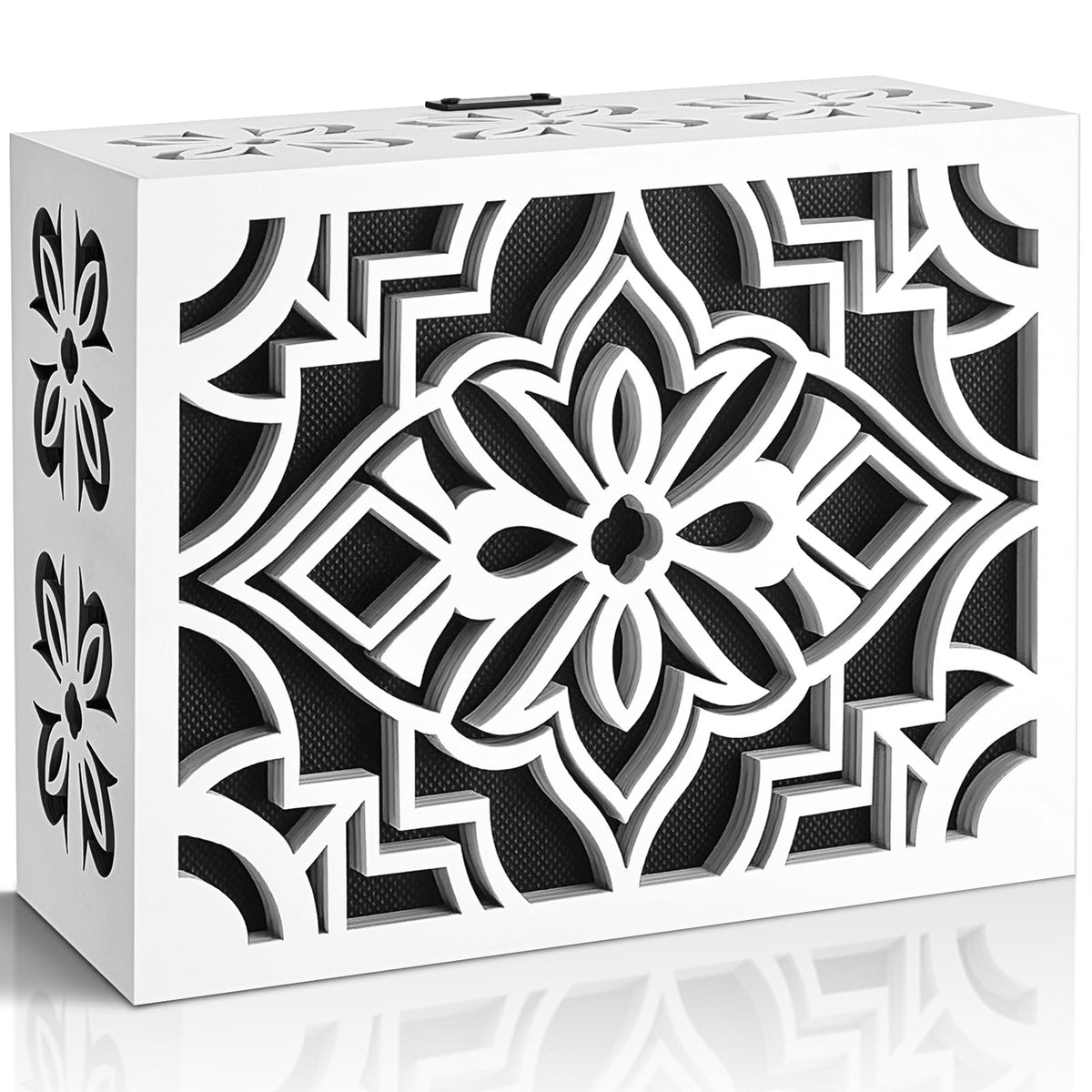 Satisure doorbell cover with floral cutout front enhances entryway aesthetics while concealing the chime