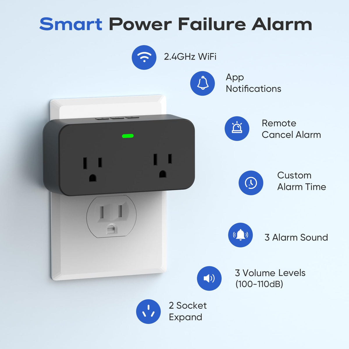 Satisure Power Failure Alarm 110dB siren provides loud alerts for quick awareness.