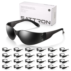 SATTRON 24-pack tinted safety glasses with UV protection and bulk value.