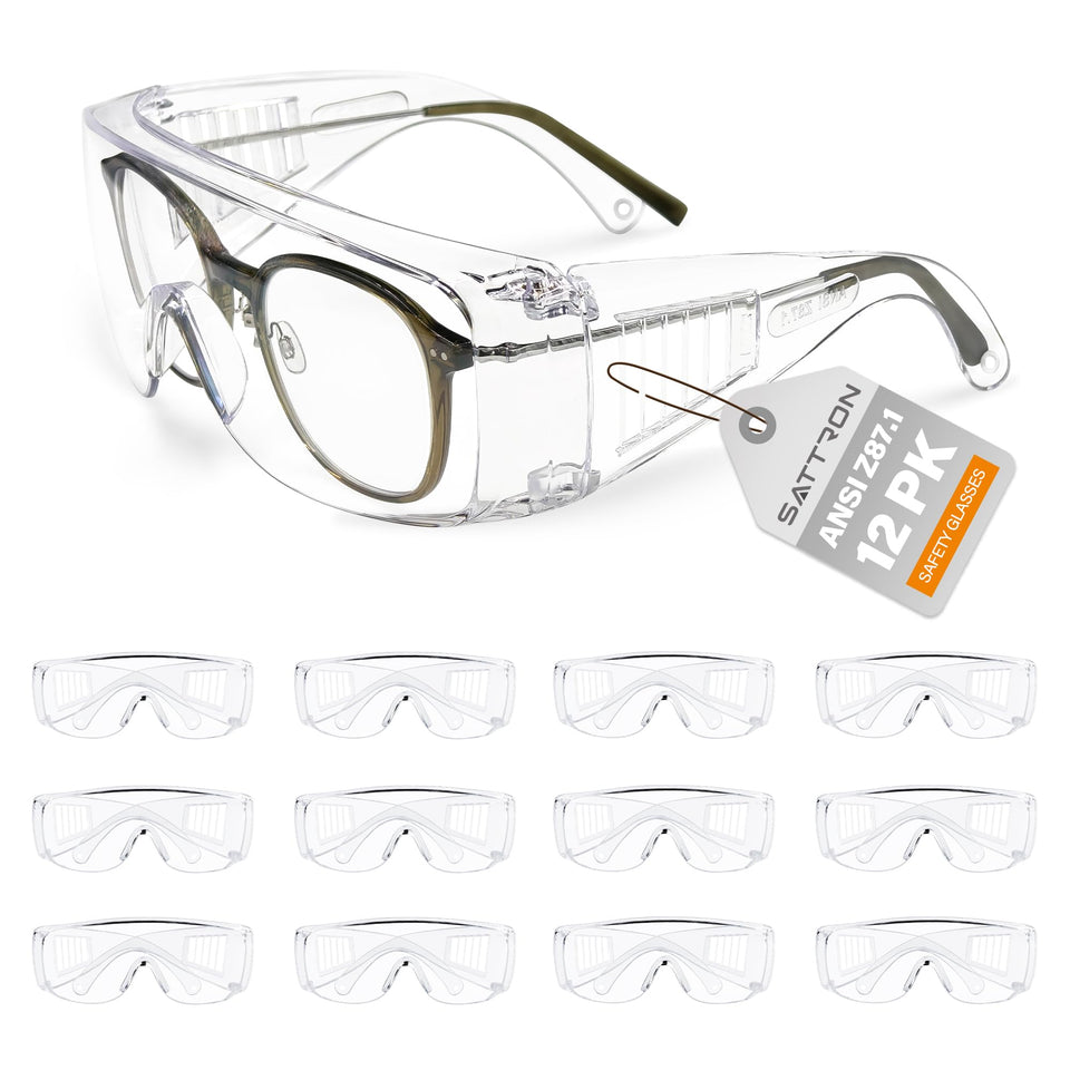 SATTRON clear over-eyeglasses safety glasses worn over prescription lenses for full coverage