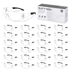SATTRON clear safety glasses in a 24-pack bulk box for team use