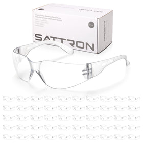 SATTRON clear safety glasses with 50-pack packaging for team use
