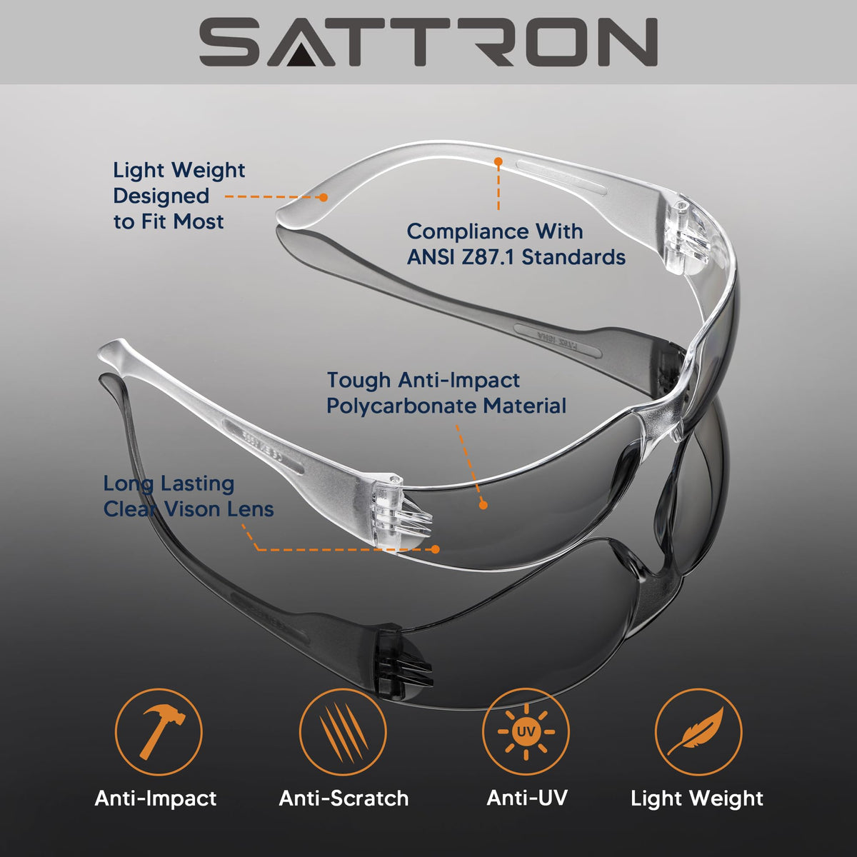 SATTRON lightweight glasses weigh 0.8 oz for all-day comfort