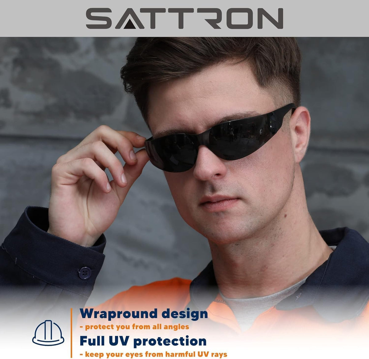 SATTRON polycarbonate frames close-up highlighting anti-scratch resilience.