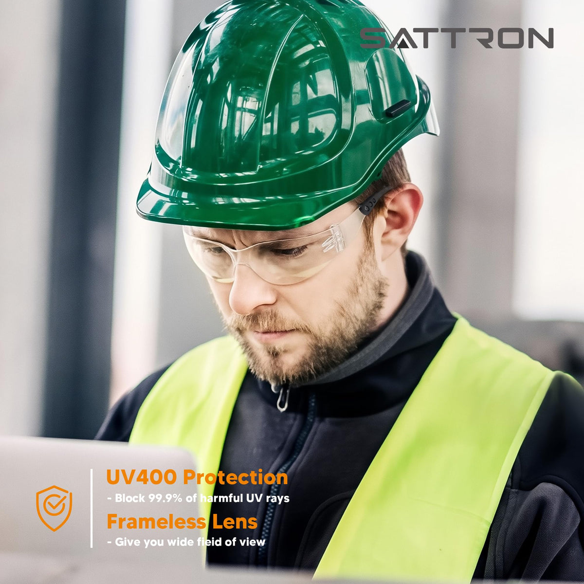 SATTRON rubber temples provide a secure, comfortable fit during long tasks