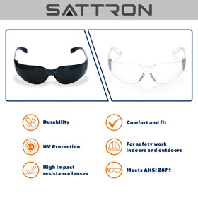 SATTRON safety glasses at a shooting range demonstration.