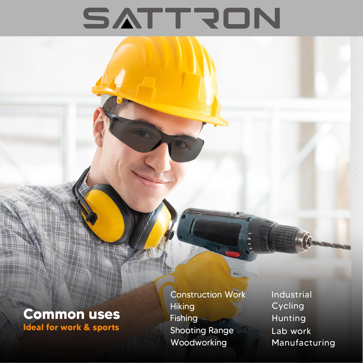SATTRON versatile safety glasses suitable for construction, labs, and DIY projects