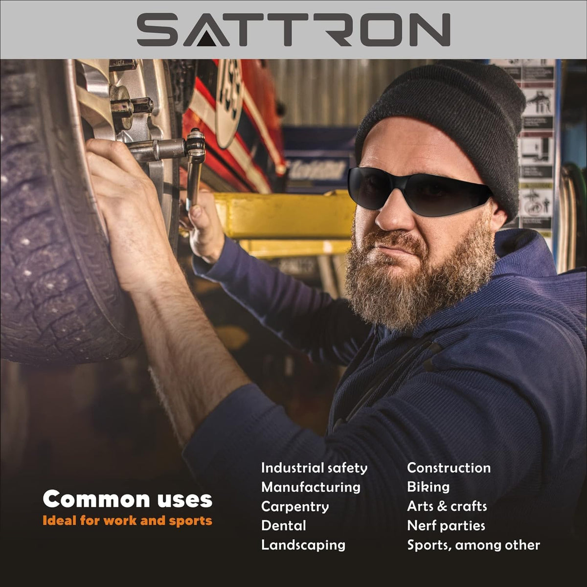 SATTRON glasses suited for construction, DIY, shooting and cycling