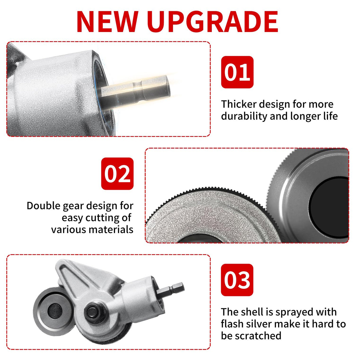 SauHandi metal cutter teeth close-up highlighting reinforced cutting power.