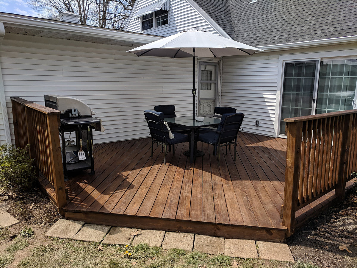 SaverSystems cedar color stain brings warm hues to exterior timbers.
