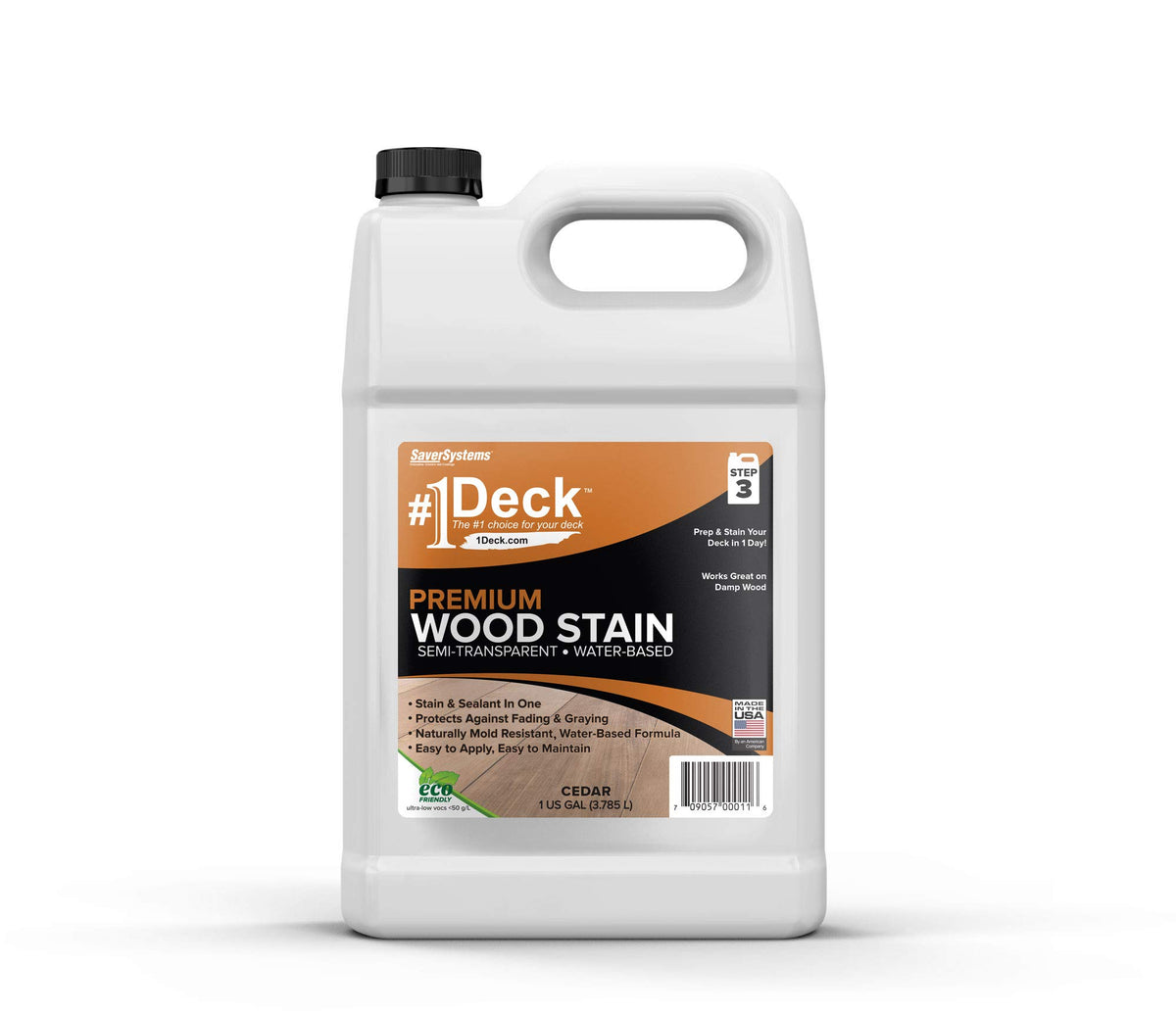 SaverSystems cedar deck stain application showing natural grain and cedar color.