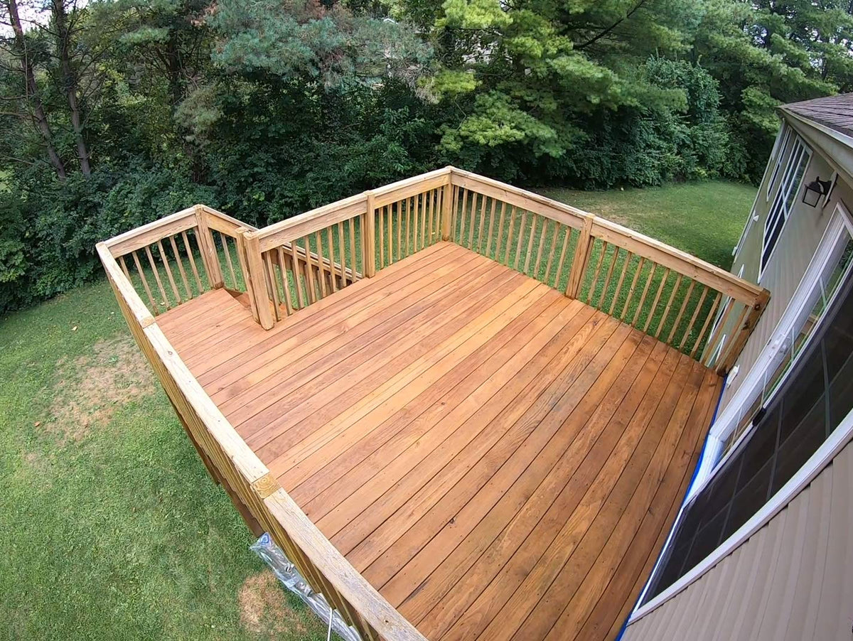 SaverSystems damp wood stain in progress demonstrates fast-apply, reduced wait times.