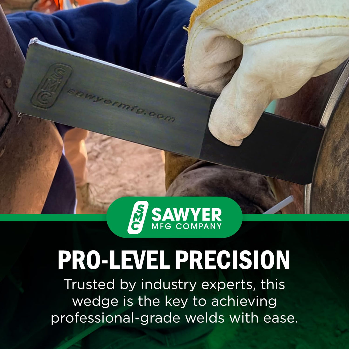 Sawyer welding wedge with precise gap adjustment for joints.
