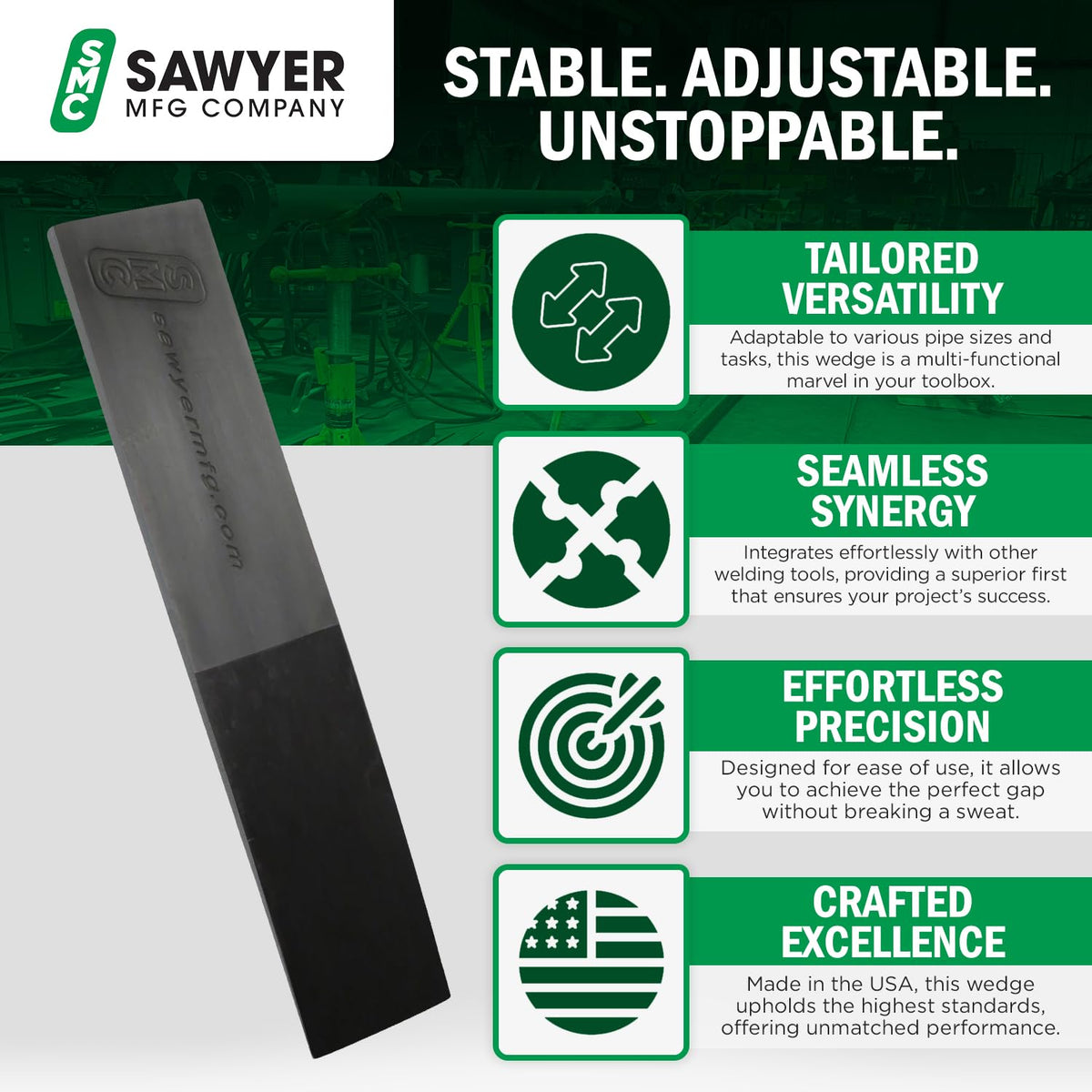 Sawyer hardened steel wedge showing rugged construction for durable use.