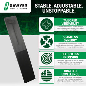Sawyer hardened steel wedge showing rugged construction for durable use.