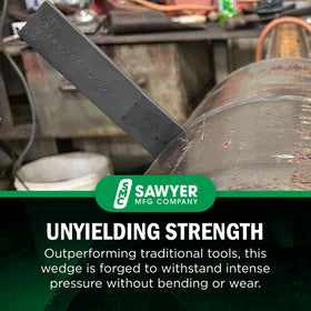 Sawyer wedge used with ironworker tools for sturdy metalwork.