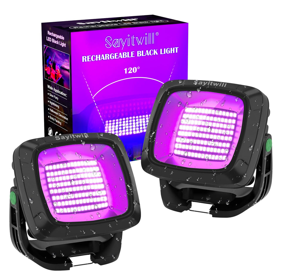 Sayitwill rechargeable black light 2-pack in box, ready for quick setup.