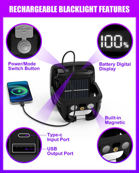 Sayitwill rechargeable black light 2-pack unpacked and compact for travel.