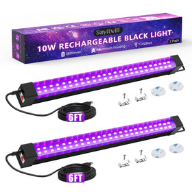 Sayitwill rechargeable black light bar two-pack in glow party setup highlights neon colors