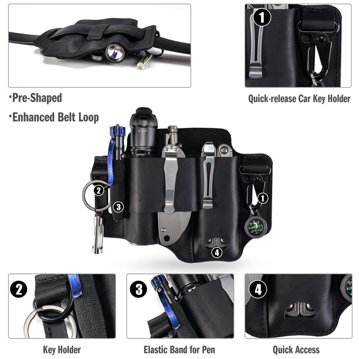Sayram ST1 belt-sheath featuring keychain clip for organized carry.