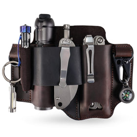Sayram ST1 leather multitool sheath main view for quick access and organized tools.