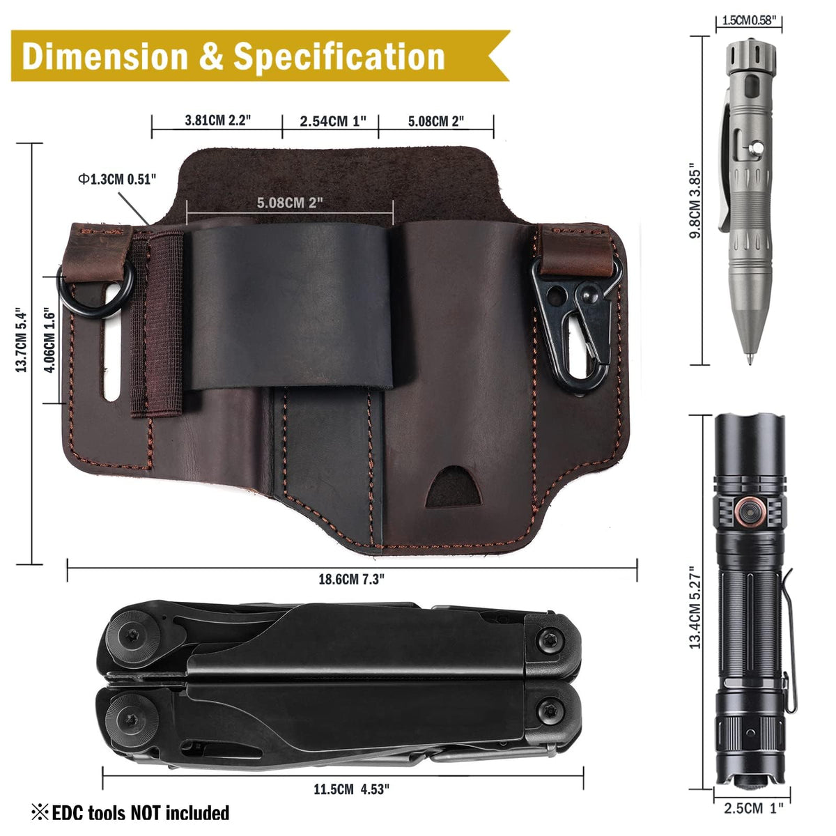 Sayram ST1 leather multitool sheath tools-inside shows organized compartments for tools.