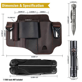 Sayram ST1 leather multitool sheath tools-inside shows organized compartments for tools.