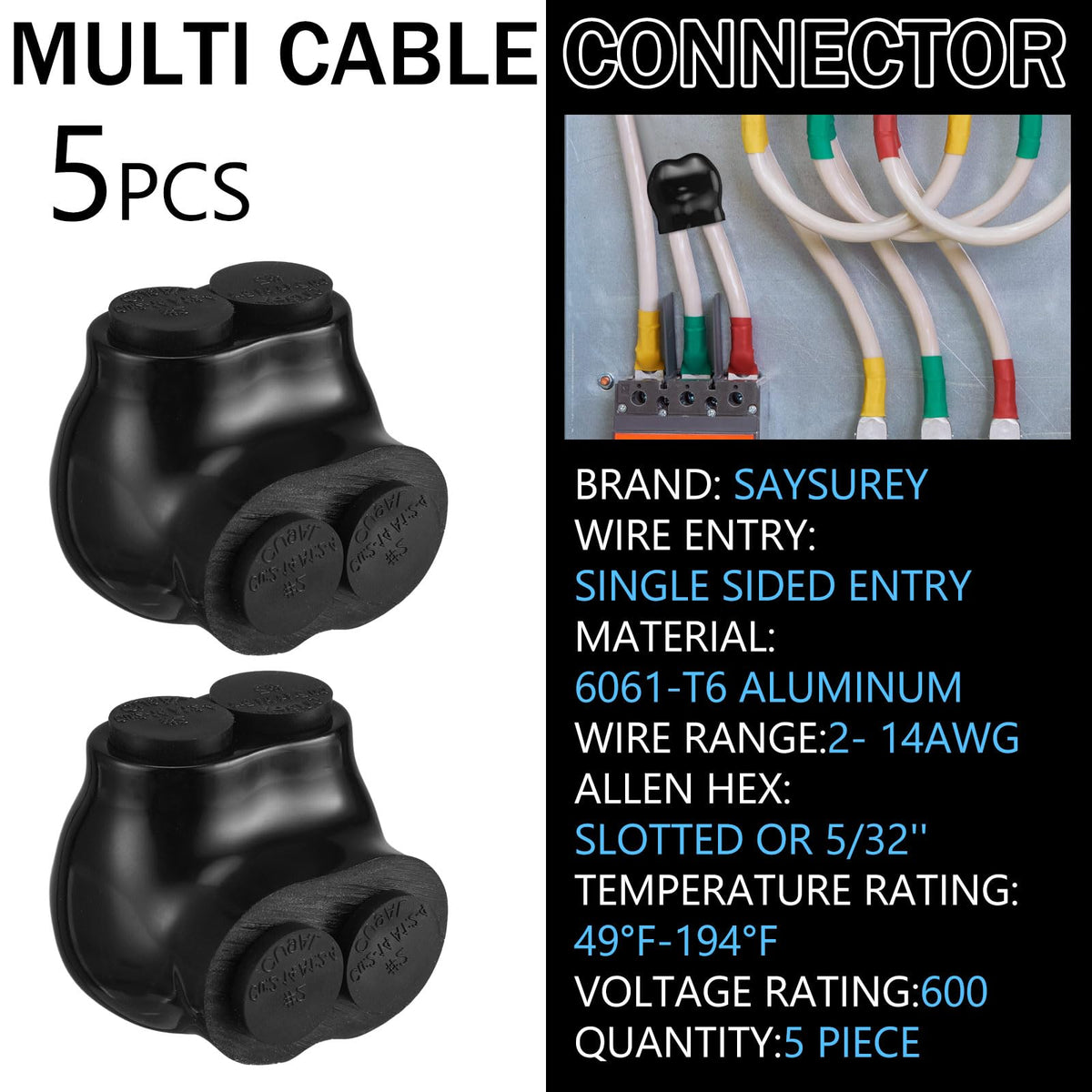 Saysurey 2-port single entry splice connector shows compact, space-saving design for panels