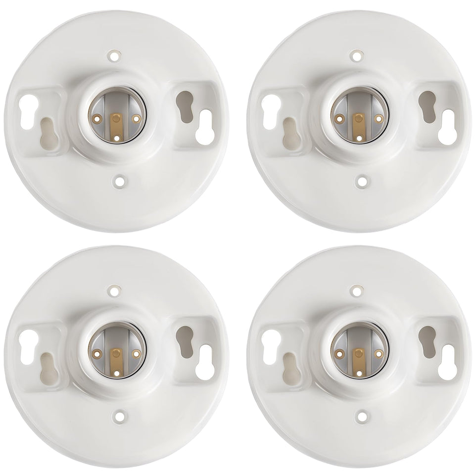 Saysurey E26 ceiling lamp holder in porcelain for durable indoor and outdoor use.