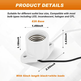 Saysurey E26 porcelain socket with flange mount for secure installation