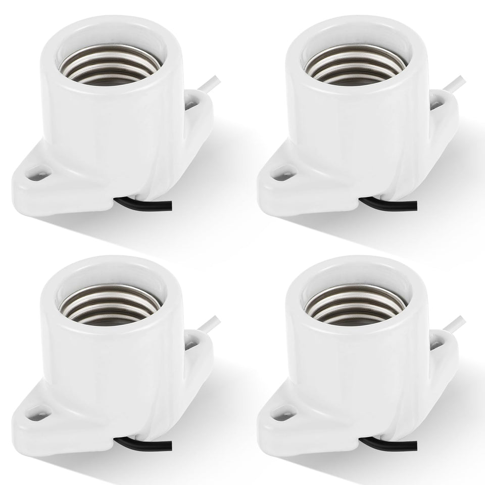 Saysurey porcelain E26 light socket 4-pack for easy indoor lighting projects