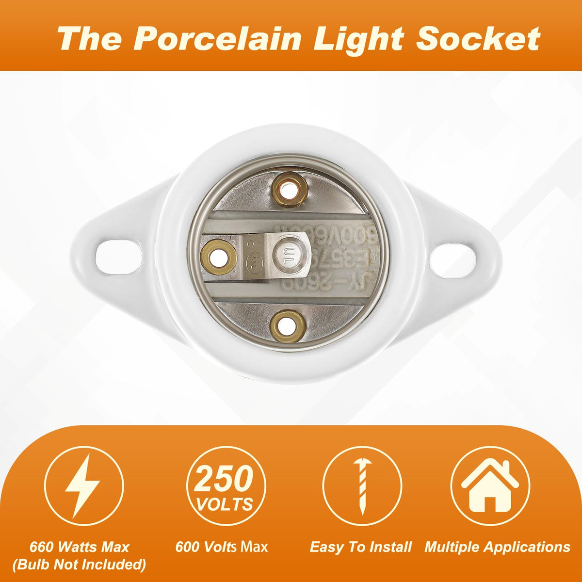 Saysurey porcelain socket with 6-inch wire for simple wiring