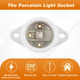 Saysurey porcelain socket with 6-inch wire for simple wiring