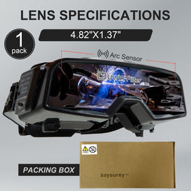 Saysurey auto-darkening welding goggles show three modes for grinding, cutting, welding.