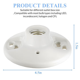 Saysurey white bulb socket supports E26 bulbs for bright, reliable lighting.
