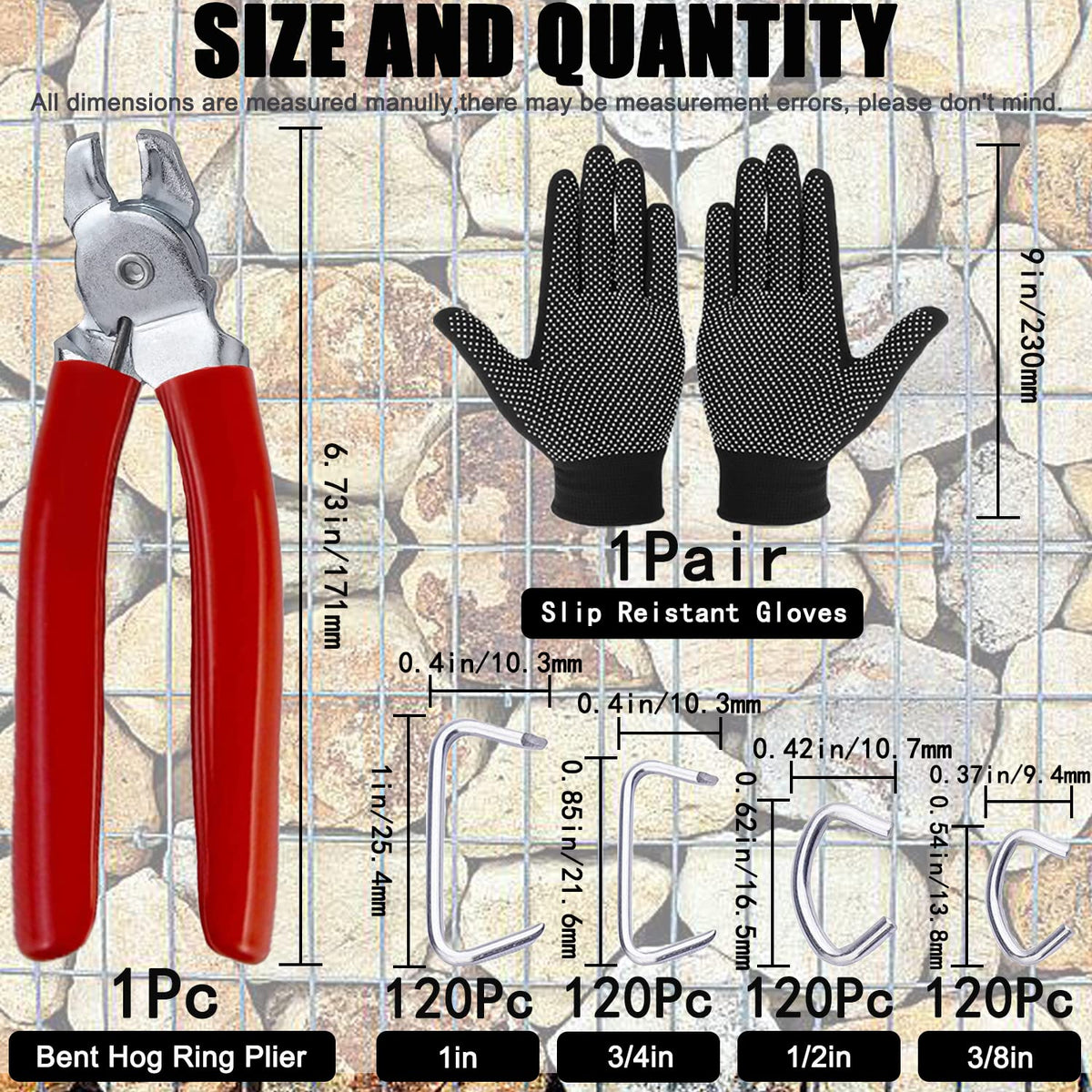 Sazoemao hog rings 3/4 inch assortment for strong, versatile fastening