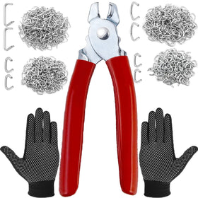 Sazoemao hog rings with angled pliers for quick upholstery projects.