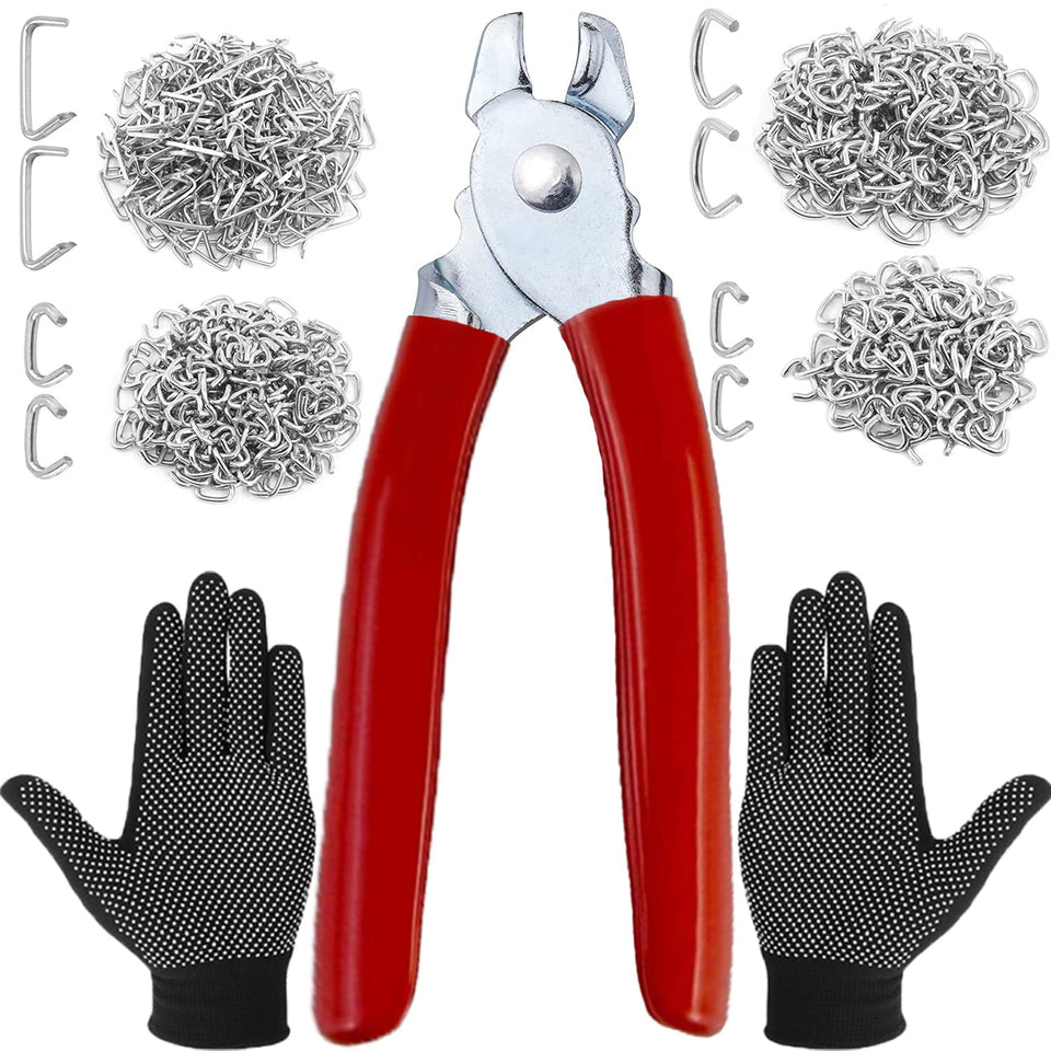 Sazoemao hog rings with angled pliers for quick upholstery projects.