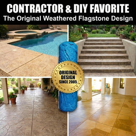 SBC flagstone texture roller in action covers large areas quickly with consistent patterns.