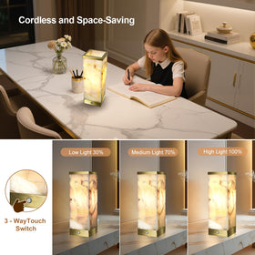 Scenekoy alabaster lamp battery detail enables cordless use