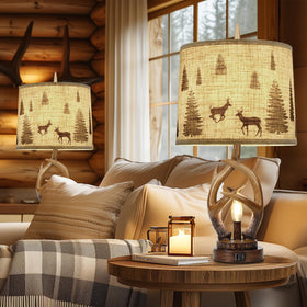 Scenekoy round linen shade providing gentle diffusion in a cozy corner.
